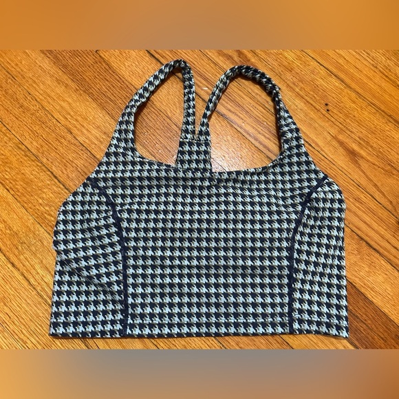 The Upside Tops - THE UPSIDE Houndstooth Margot Crop Top Check Green/Blue Sport US 10 Activewear